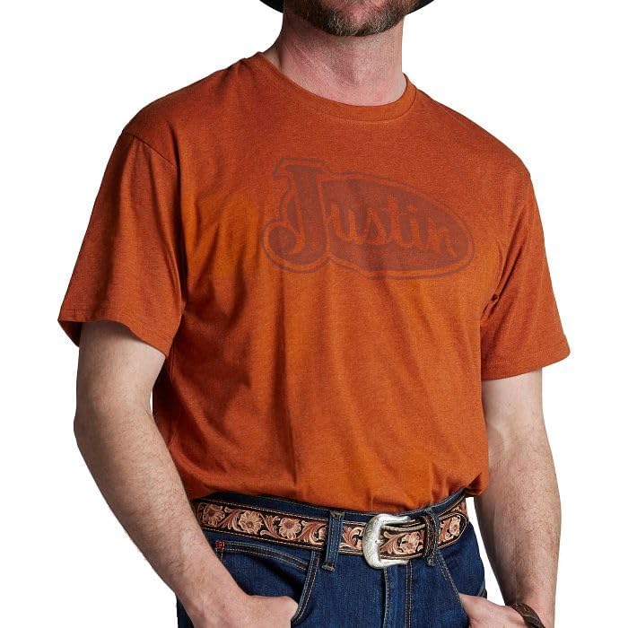 Justin Logo Tee for Men - Comfortable Western Style T-Shirt, Soft Cotton-Polyester Blend, Tagless Neck, Everyday Wear - Image 3