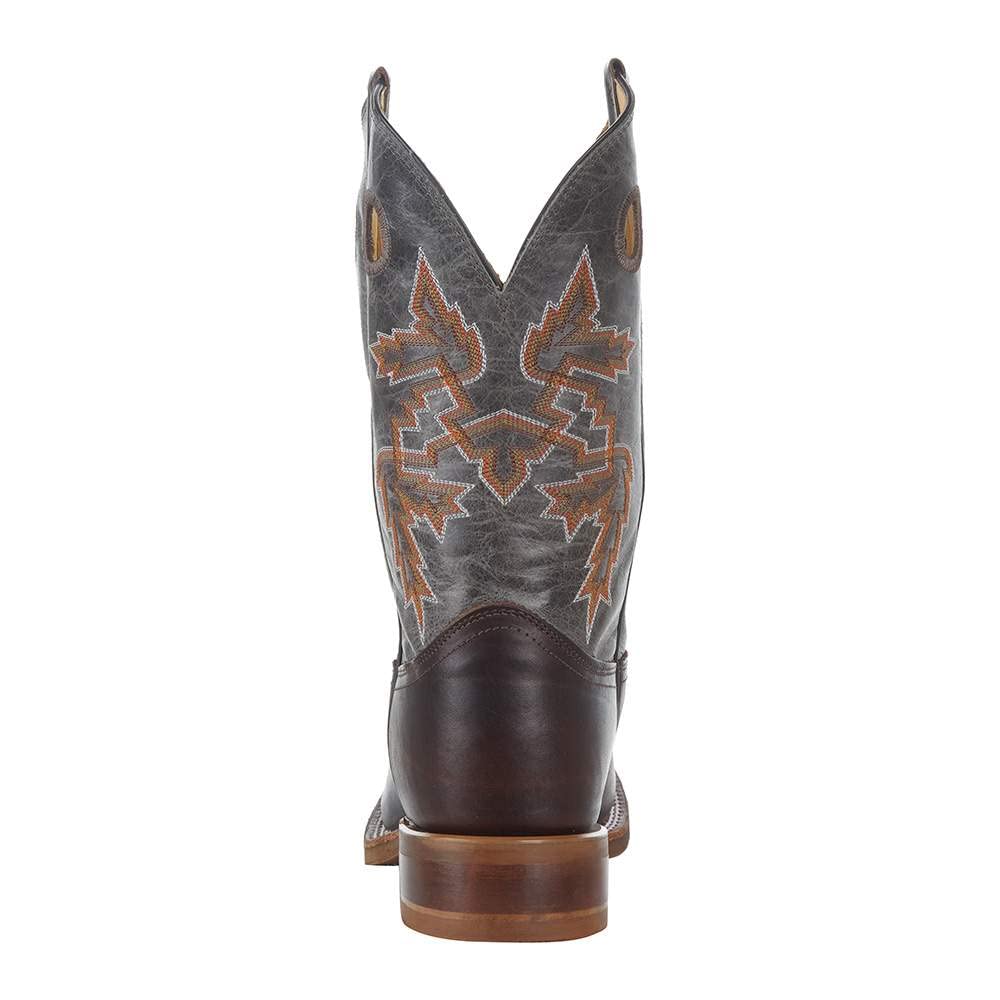 Justin Men's Bender Silver Blue Cowhide with Brown Square Toe Boot - Image 5