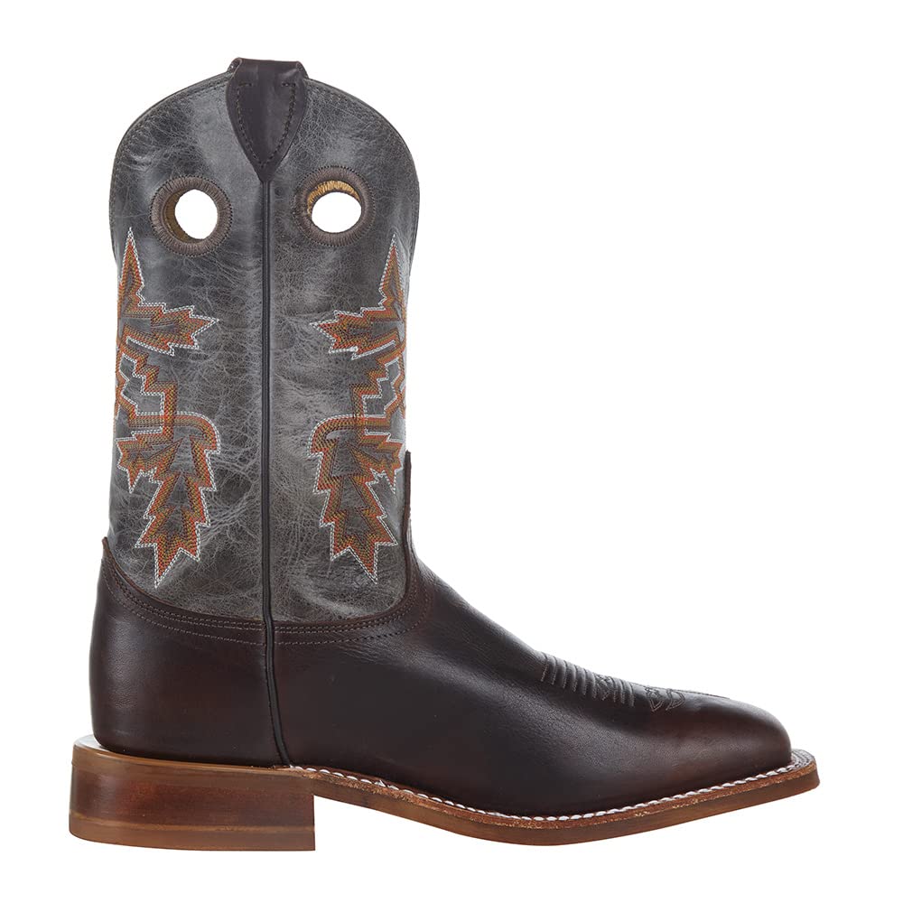 Justin Men's Bender Silver Blue Cowhide with Brown Square Toe Boot - Image 6