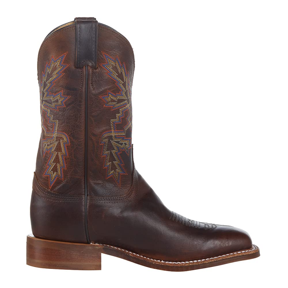 Justin Men's Bender Silver Blue Cowhide with Brown Square Toe Boot - Image 5
