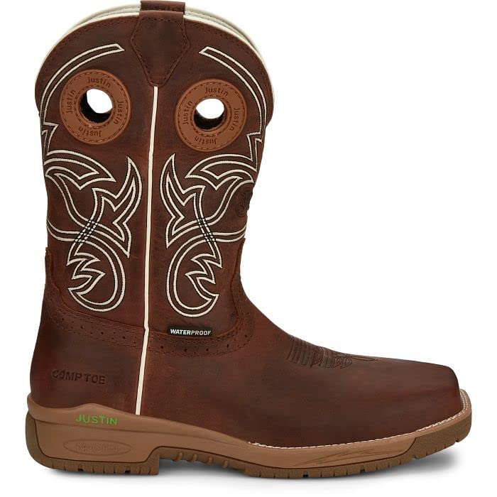 Justin NiTread 11” Composite Toe Boots for Men - Commander Collection - Square Toe Full-Grain Leather Men’s Work Boots with Comfort Footbed and Oil & Slip-Resistant Outsole - Image 3