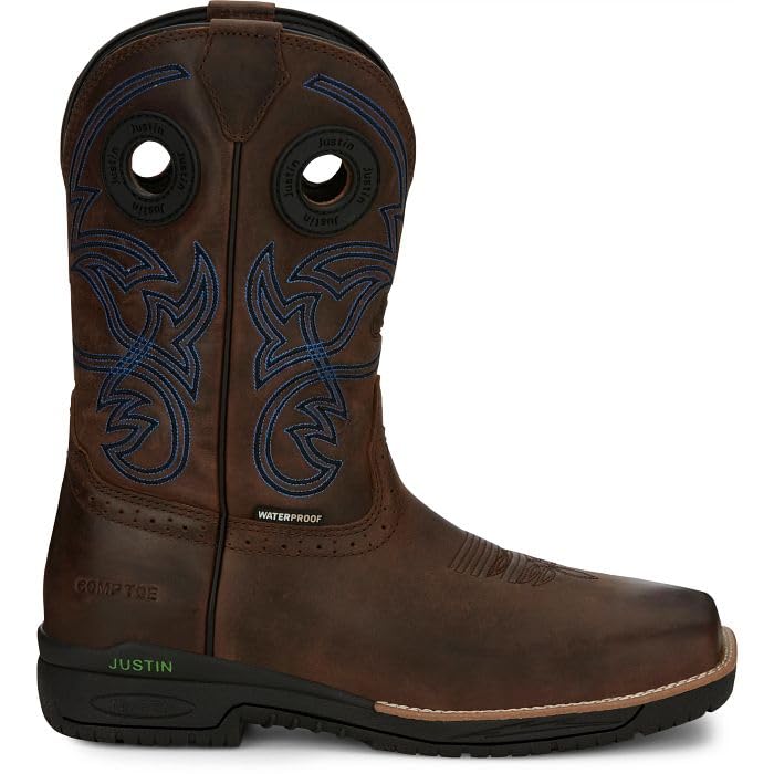 Justin NiTread 11” Composite Toe Boots for Men - Commander Collection - Square Toe Full-Grain Leather Men’s Work Boots with Comfort Footbed and Oil & Slip-Resistant Outsole - Image 3
