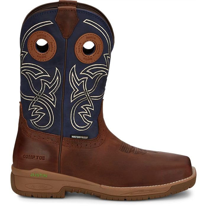 Justin NiTread 11” Composite Toe Boots for Men - Commander Collection - Square Toe Full-Grain Leather Men’s Work Boots with Comfort Footbed and Oil & Slip-Resistant Outsole - Image 3
